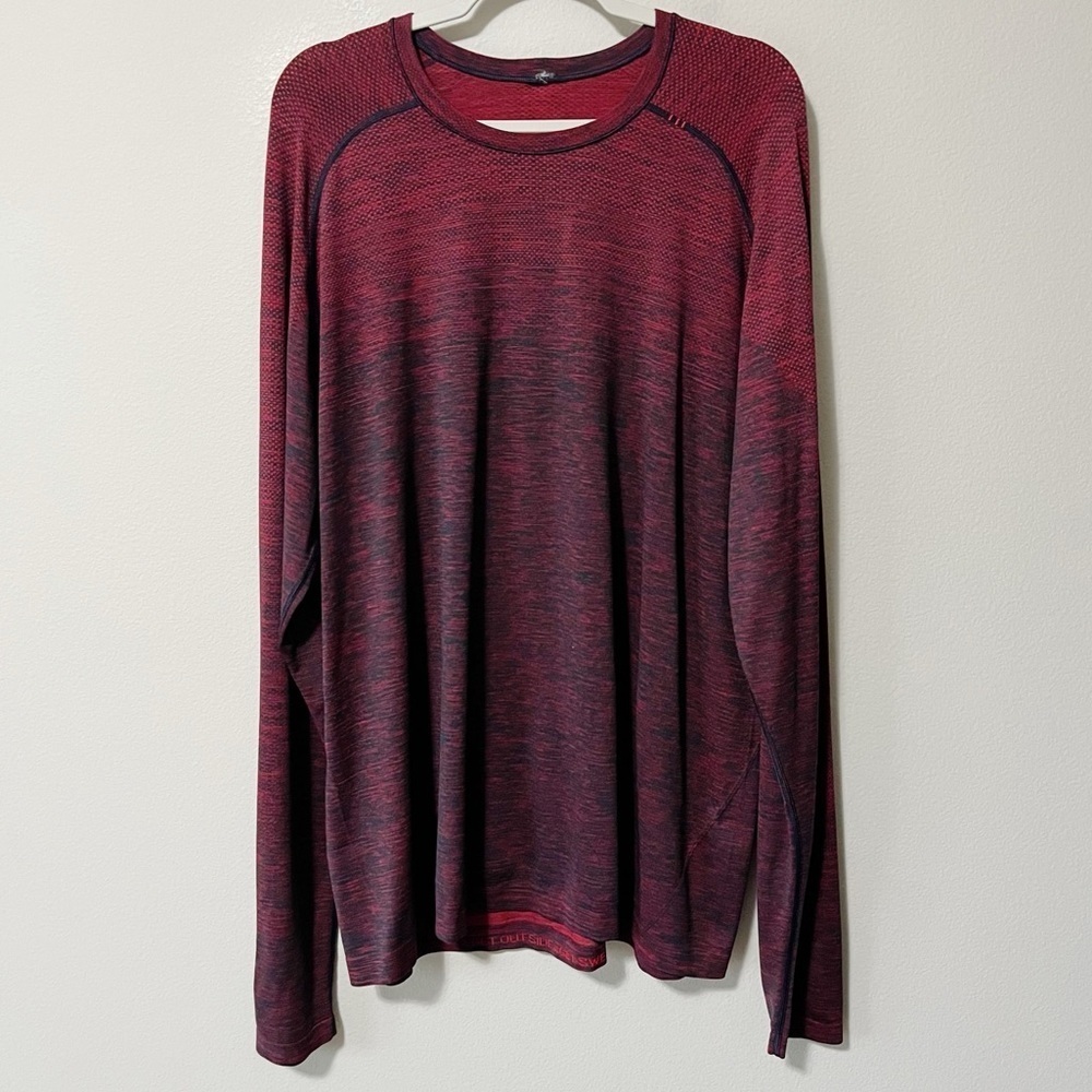 Lululemon Men's Size XXL Metal Vent Tech Long Sleeve Shirt Spicy Red/True Navy